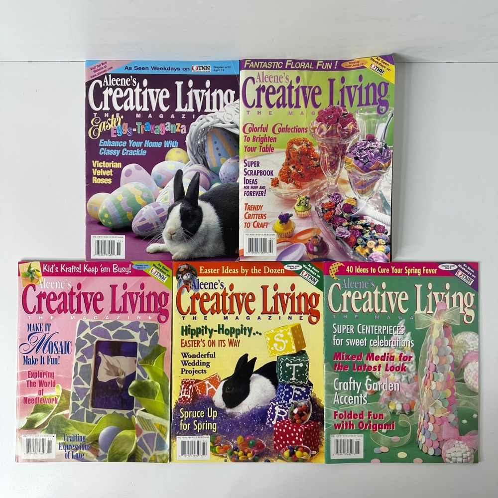 Aleenes Creative Living Magazine Lot 5 Issues Easter Spring‎ Crafting 1997-1998